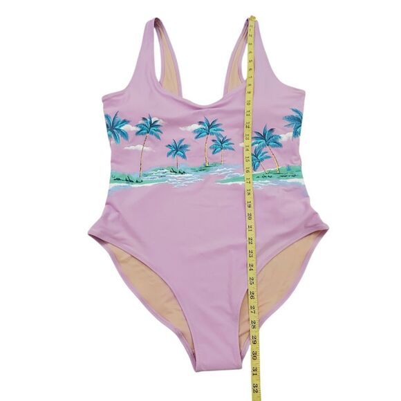Old Navy Swimsuit Womens XL Lilac Padded Tropical Print Outdoor Pool Beach - Picture 12 of 12